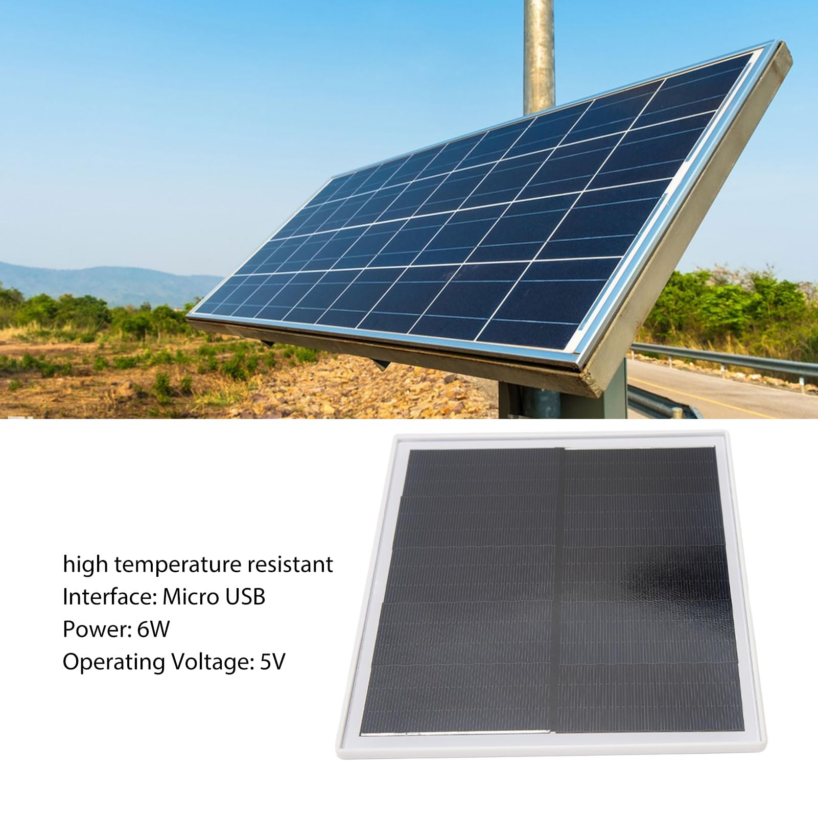 Panneau Solaire Monocristallin 5V 6W – Compact, Blanc, Pour Sac à Dos Ou Petite Charge