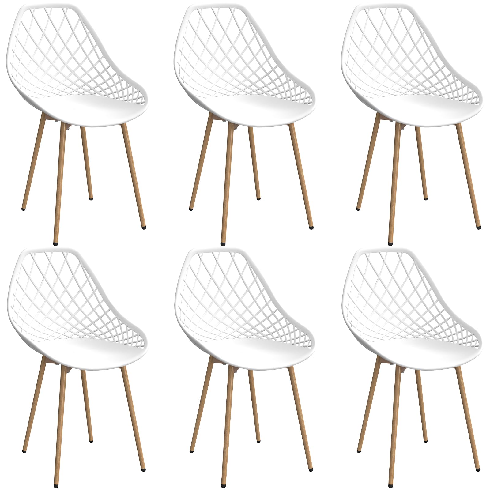 JIJIAN Juego de 6 sillas de Comedor con Patas de Metal, sillas Cocina,sillas Salon,Silla nordica,Respaldo Curvado y diseño Recortado,para Sala de Estar, Dormitorio, Cocina o Comedor