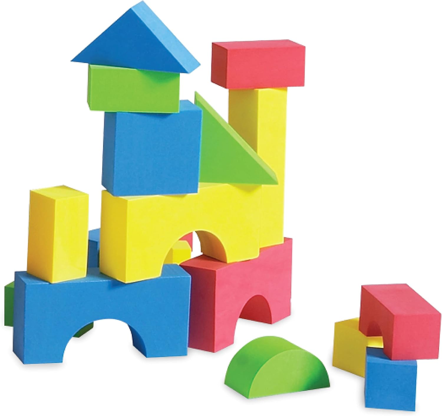 Edushape Soft Baby Blocks, 30 Pieces - Vibrant Multi-Colored Stacking Blocks for Building & Learning - Educational Play Soft Blocks for Babies 6-12 Months, Toddlers, & Kids