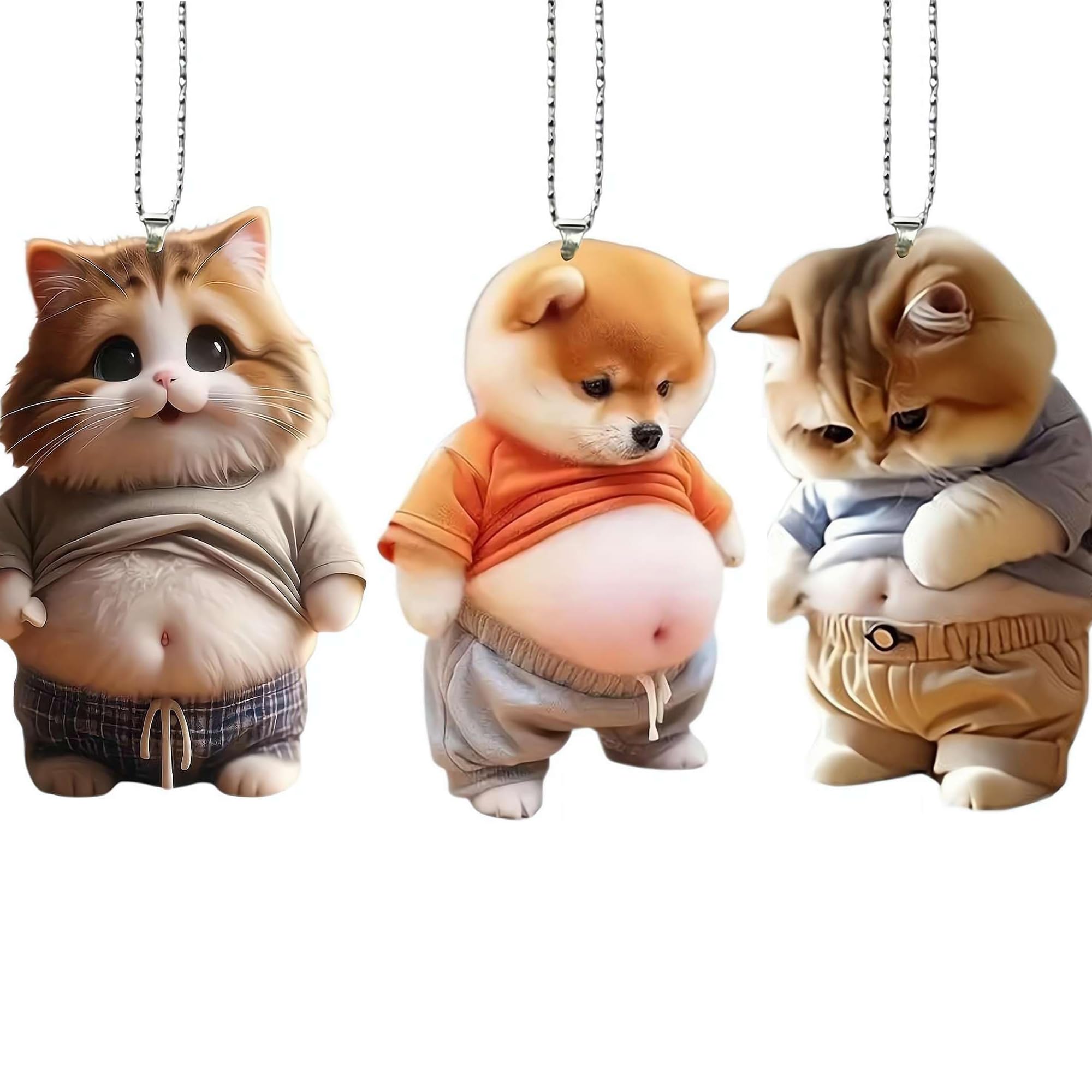Amazon.co.jp: キーホルダー 猫 犬 可愛い 腹出し 車 ルームミラー