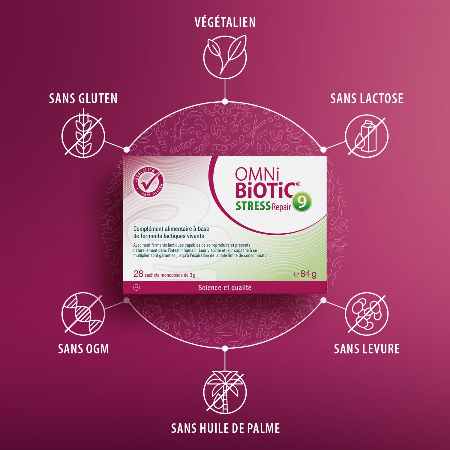 OMNi-BiOTiC STRESS Repair | Probiotique | Stress & Flore intestinale | 9 souches bactériennes | 15 milliards d’UFC par dose journalière | 28 sachets | En poudre