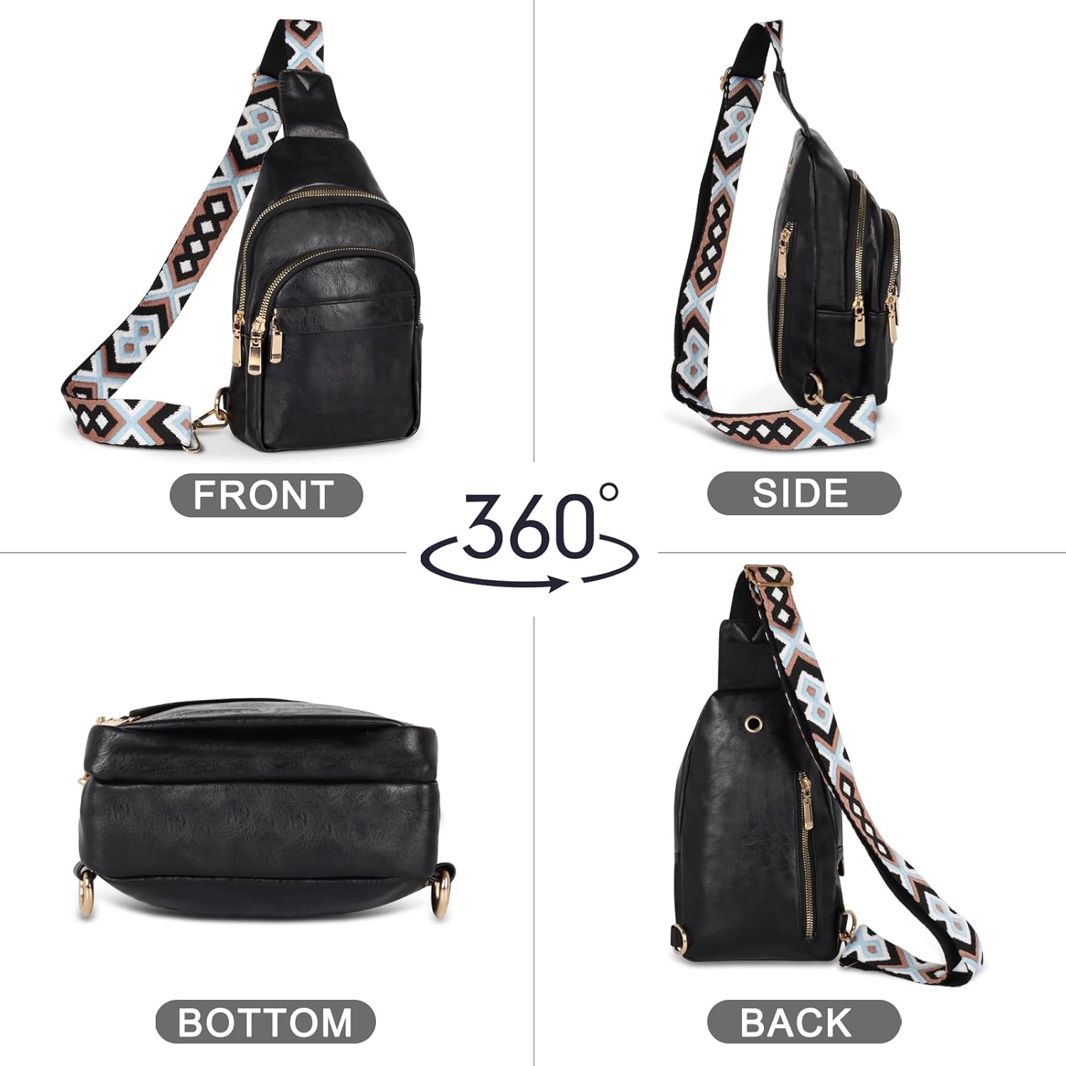 Relang Sling Bag for Women Crossbody, Leather Cross Body Fanny Packs for Women, Trendy Chest Bag for Travel and Daily Use - Image 7