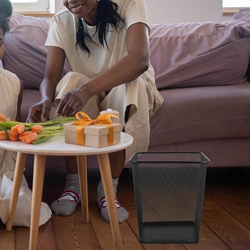 Miniatura 8 de GANAZONO Botes de basura cuadrados de malla negra, cesta de basura con tapa abierta para oficina, hogar, cocina