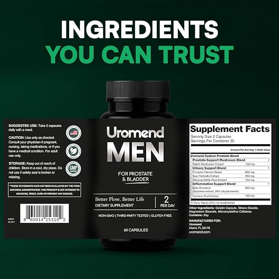 Men's Advanced Prostate Support with Pumpkin Seed | Saw Palmetto | Stinging Nettle | Turmeric | 6-in-1 Formula | DHT Blocker | Urinary Health | Gluten & Sugar Free | Made in USA | 60 Capsules