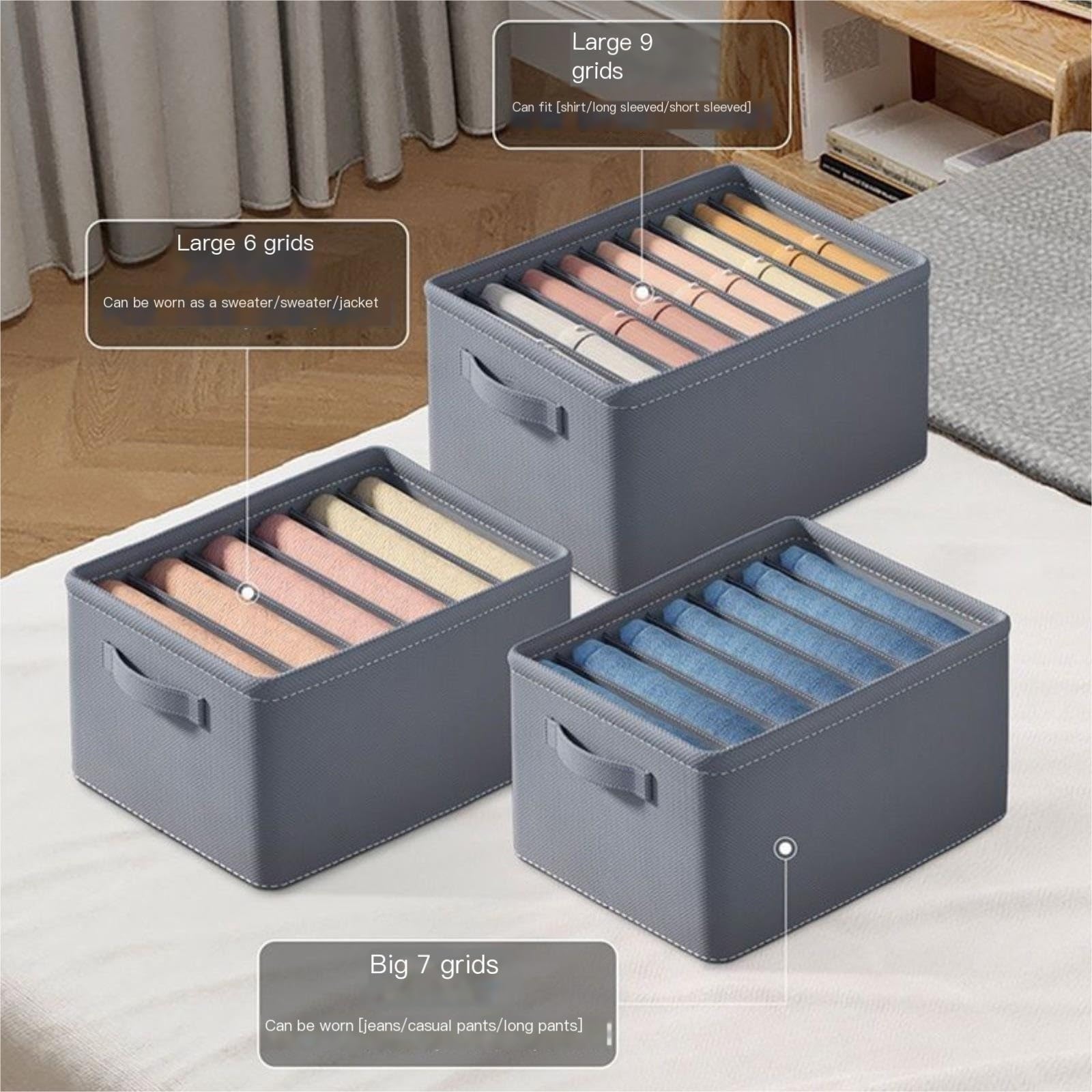 Organizador Cajones Separación de ropa, almacenamiento y organización, caja de almacenamiento de ropa, caja de almacenamiento con compartimentos apilados para Ropa Interior Sujetadores Lencería Calcet