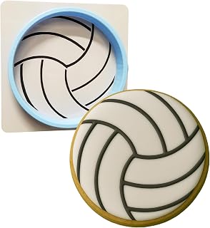 Volleyball Cookie Cutter & Stencil Set - 2-Piece Set for Baking, Crafts, Gifts - Durable, Handled Stamps, Made in USA, Ships Fast - 1
