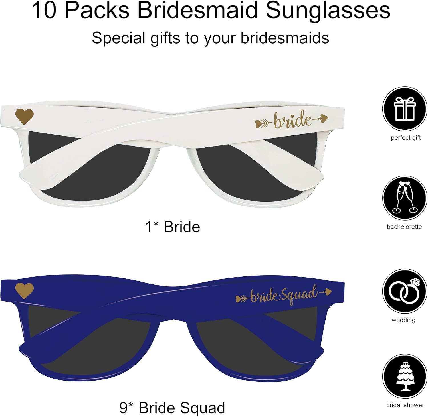 PartyGifts&beyond 10 Packs Bachelorette Party Favors, Team Bride Sunglasses, Bridesmaid Gifts for Bridal Party