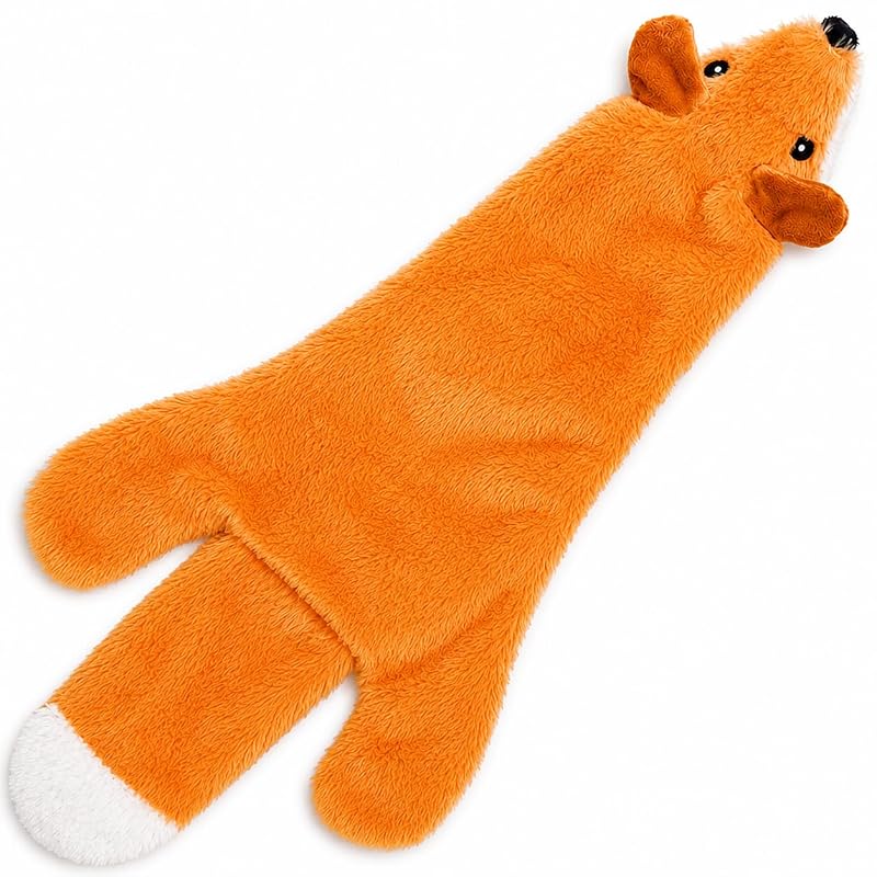 Brinquedo para Cães com Apito, Raposa de Pelúcia sem Enchimento PawBang Crinkle Fox (Brown), 55,88 x 21,59 x 0,51 cm