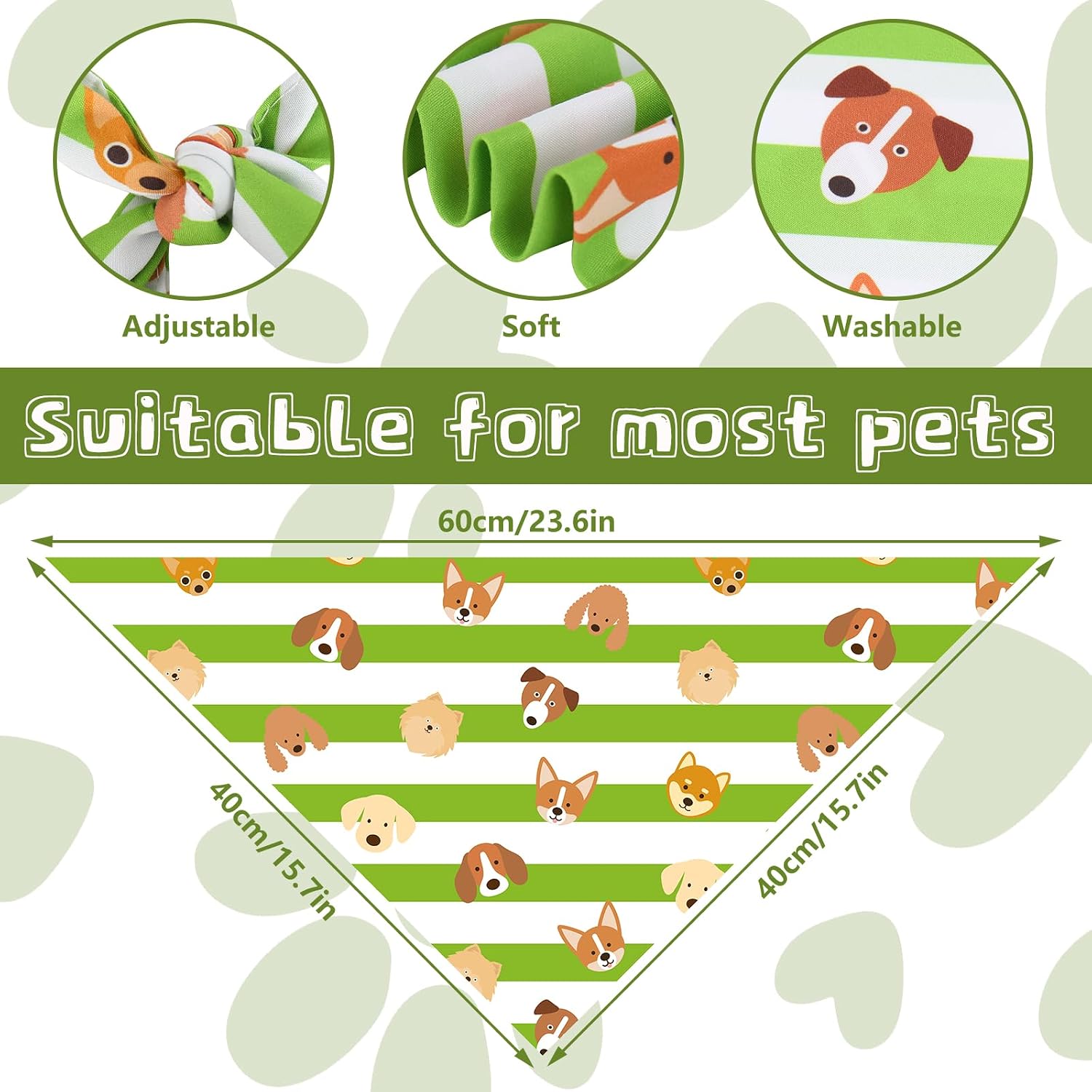 FYSUIMU 60Pcs Dog Bandanas Bulk Cute Paw Triangle Pet Scarf Adjustable Pet Neckerchief Dog Bib for Medium Large Dog Cat Birthday Costume Accessories