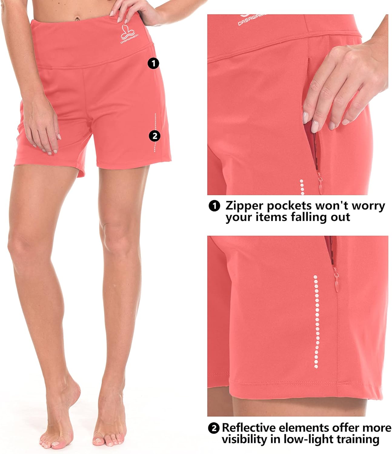 Dasawamedh Women's 5 Inch High Waisted Shorts with Pockets Yoga Running Workout Gym Athletic