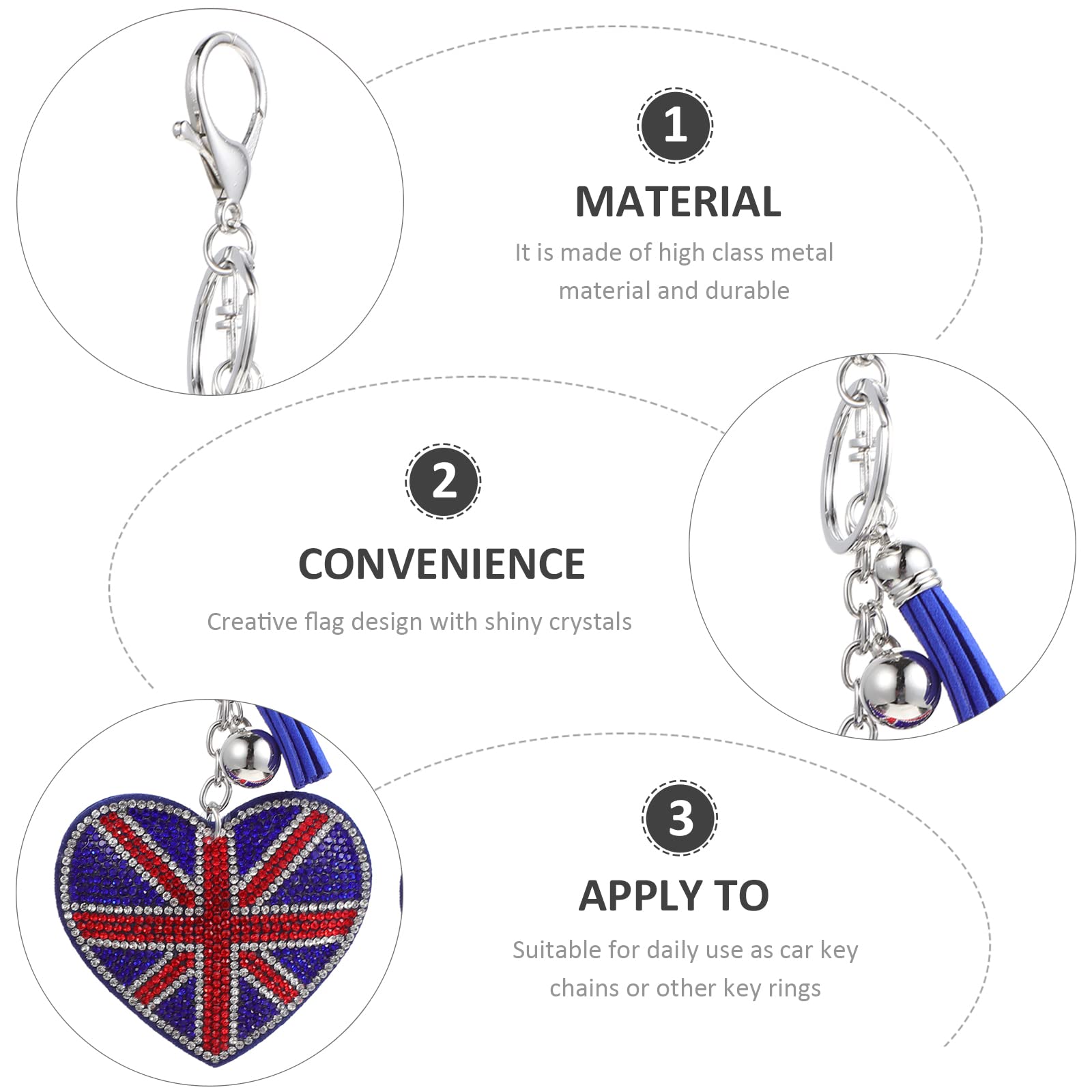 Porte-clés Cœur En Cristal Avec Motif Union Jack – Style British Et Chic