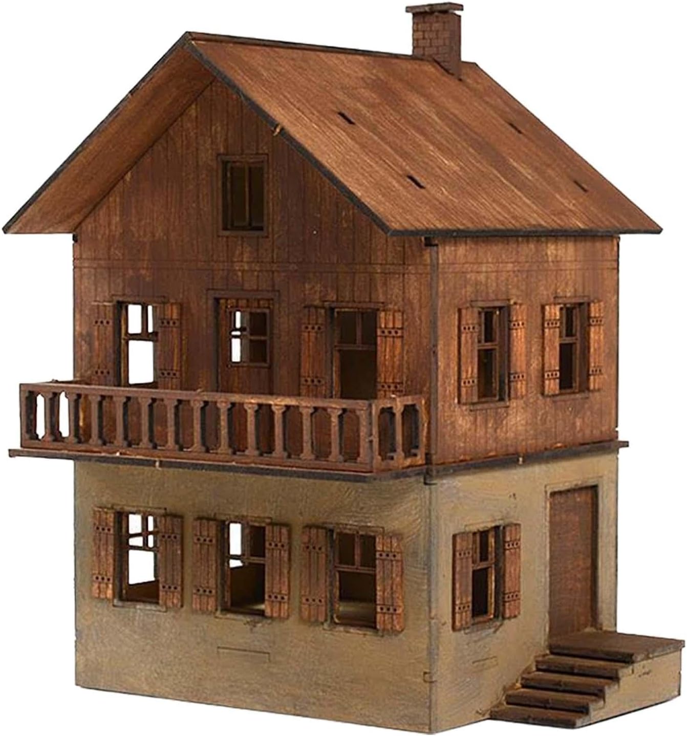 Ronyme Holzmodellbausätze Haus DIY Holzhaus Zusammenbau unbemalt 1/72