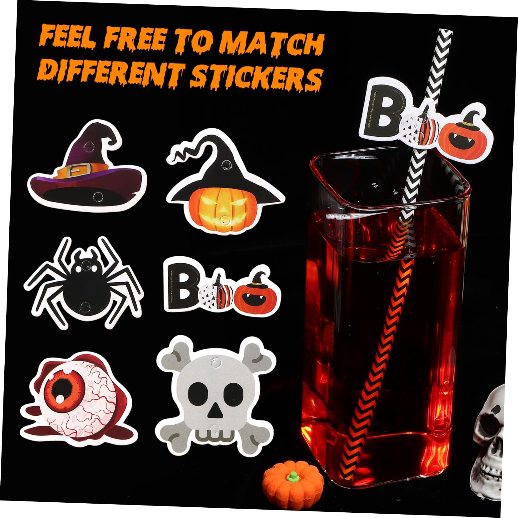 6confezioni Cannucce di Carta per Halloween Stampa Righe Colorata Decorazioni per Feste Cannucce di Carta di Halloween per Uso Familiare o Eventi
