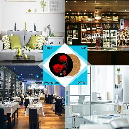 Miniatura 7 de visesunny Modern Art - Posavasos con estampado de girasol, posavasos de piedra que absorben la humedad con base de corcho para protección de mesa,