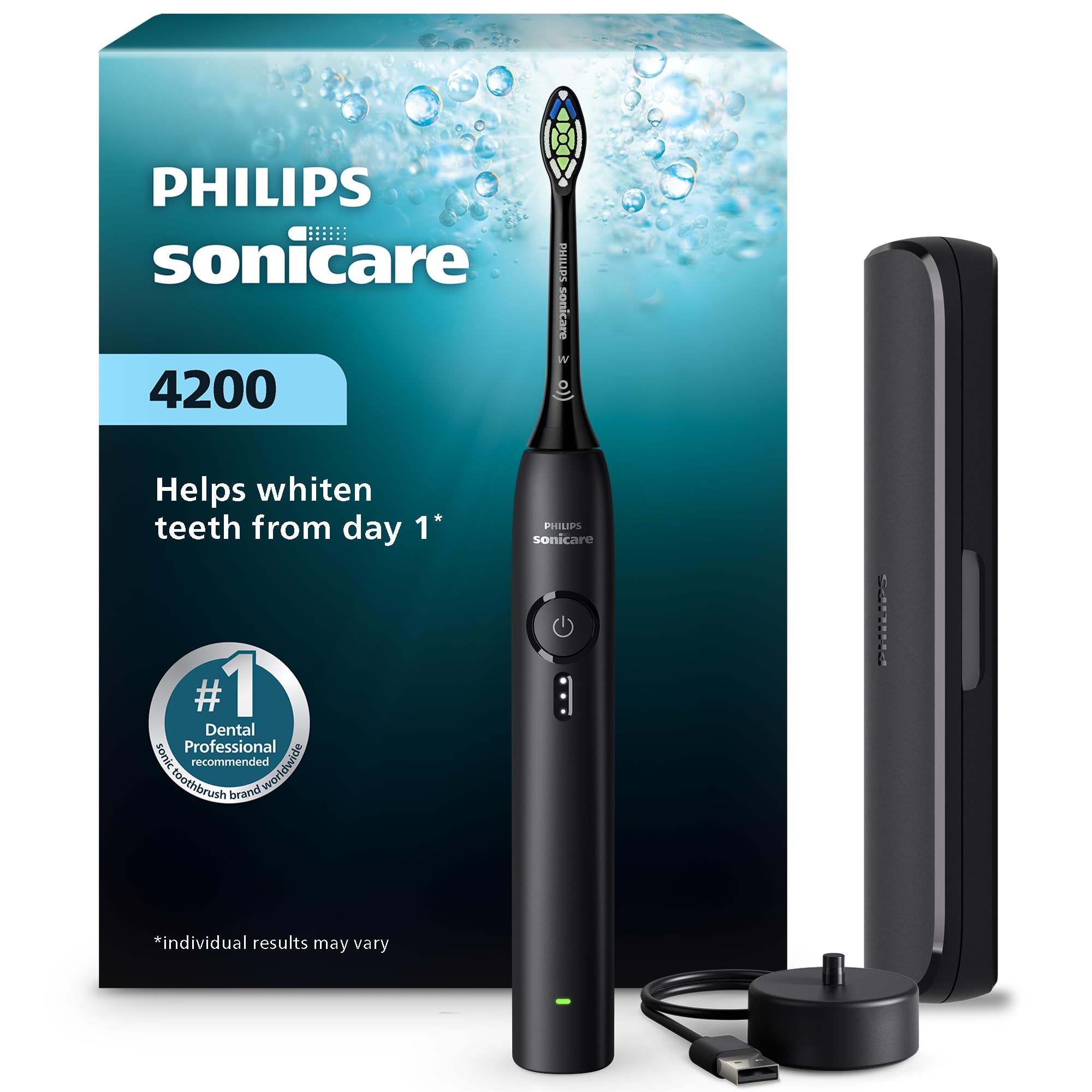 philips sonicare 4200 series electric toothbrush - sonic toothbrush with pressure sensor, 3 intensity levels, easystart, smartimer and quadpacer feature, 14 days runtime