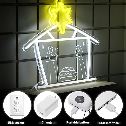 Miniatura 10 de Xuhal Letrero de neón de hombre de jengibre, letrero de neón de Navidad, decoraciones de Navidad, letrero de luz LED de neón LED, barra de pared
