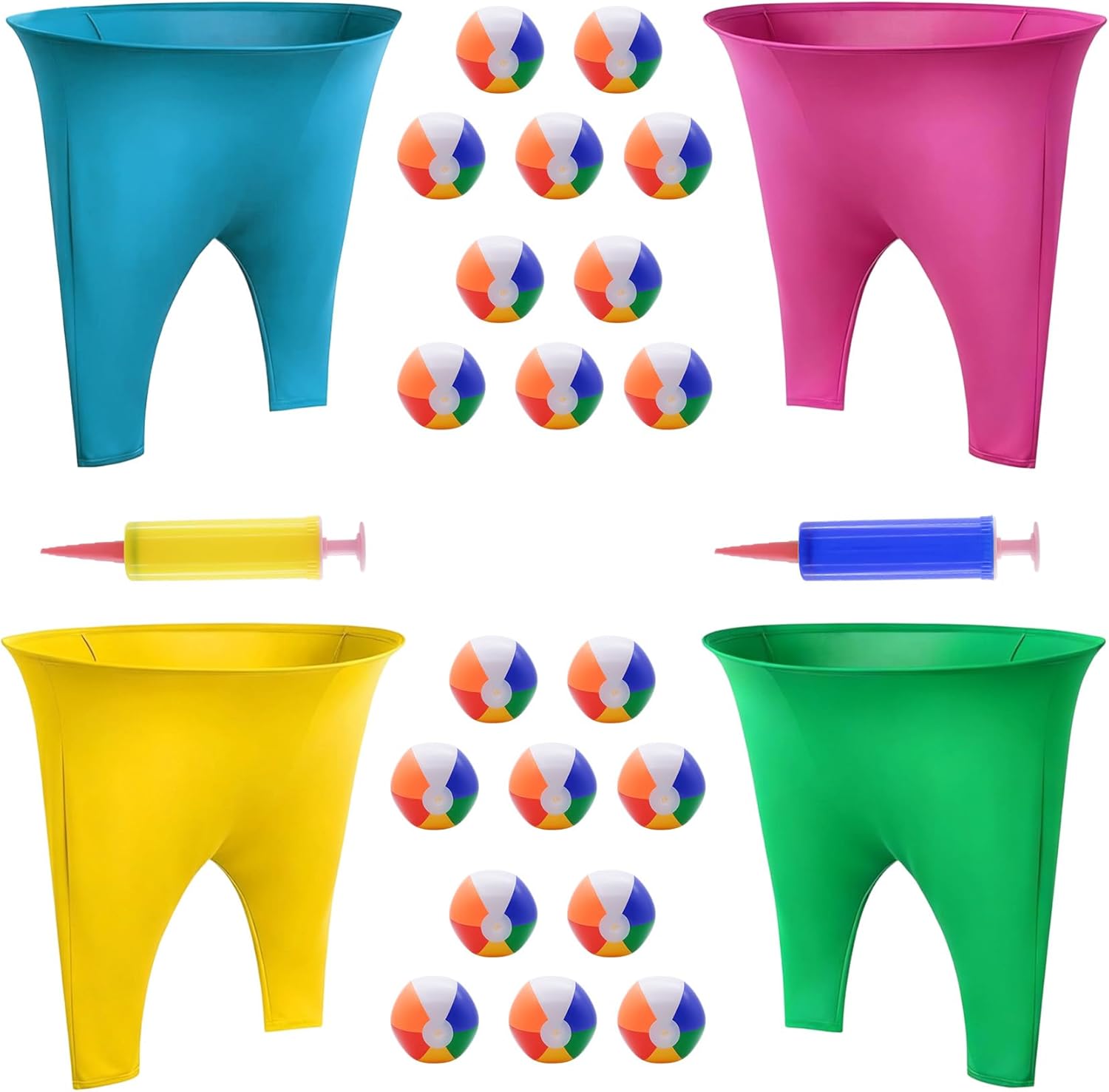 Granny Pants Yard Game Ring Toss Game Set, Outdoor Yard Lawn Toss Games, Funny Backyard Party Games, Includes 4 Color Granny Pants, 20 Bouncy Balls & 2 Upgraded Air Pumps