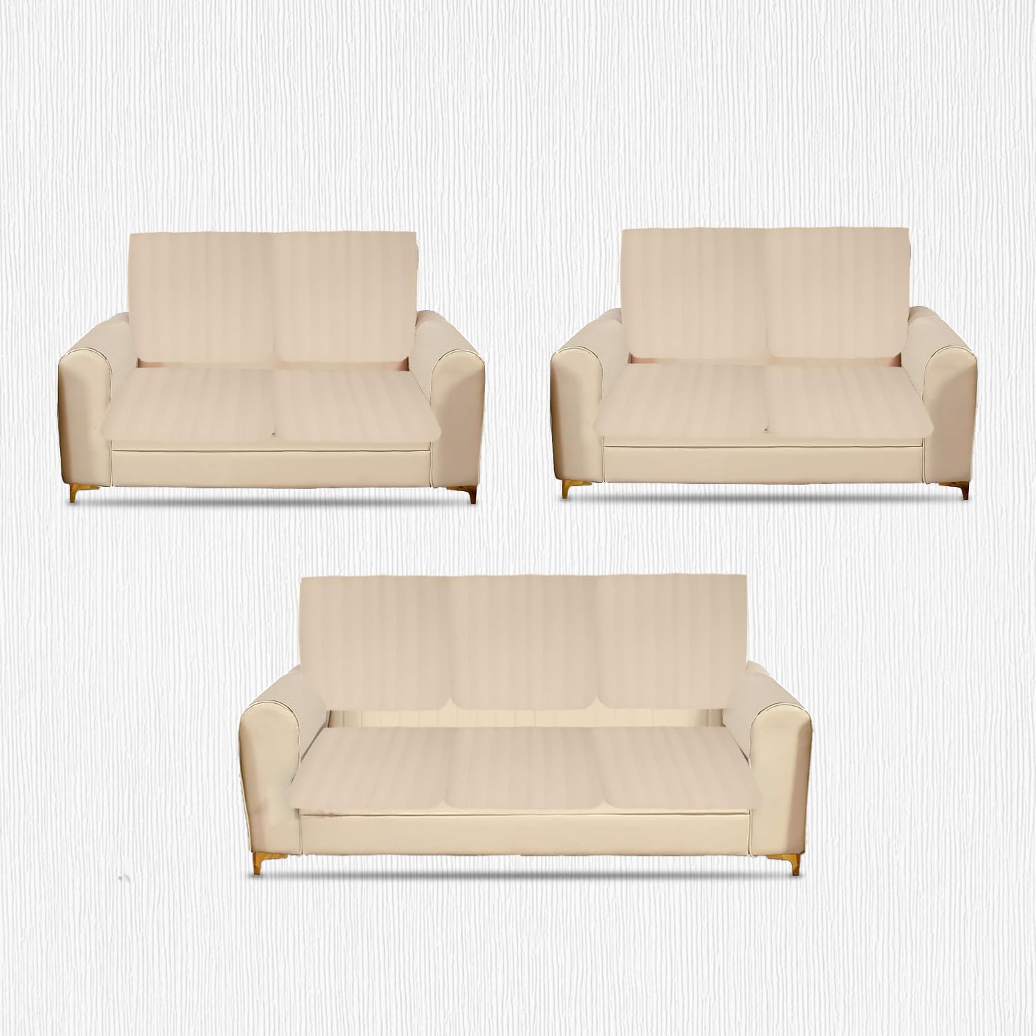 Premium Stretchable Sofa Cover for 3+2+2 with Arm-Seater Sofa | Wrinkle-Free, Washable Fabric Slipcover | Beige Protector for Sofa Set for Living Room & Office Furniture (Cream)-image-41