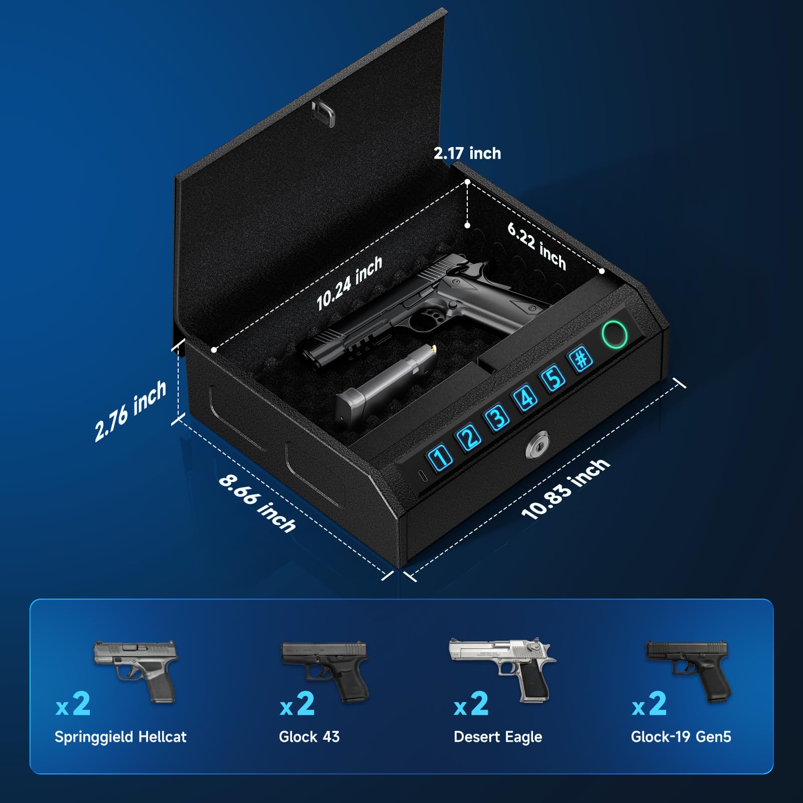 Biometric Gun Safe for Handguns, Pistol Safe Fits 2-3 Handguns