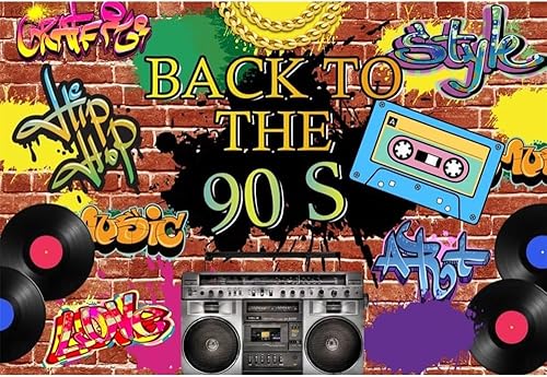 Miniatura 4 de Fondo de 7 x 5 pies para fiesta temática de los años 90, hippie, hip hop, rock, fondo de ladrillo rojo para fotografía, graffiti, pared, calle,