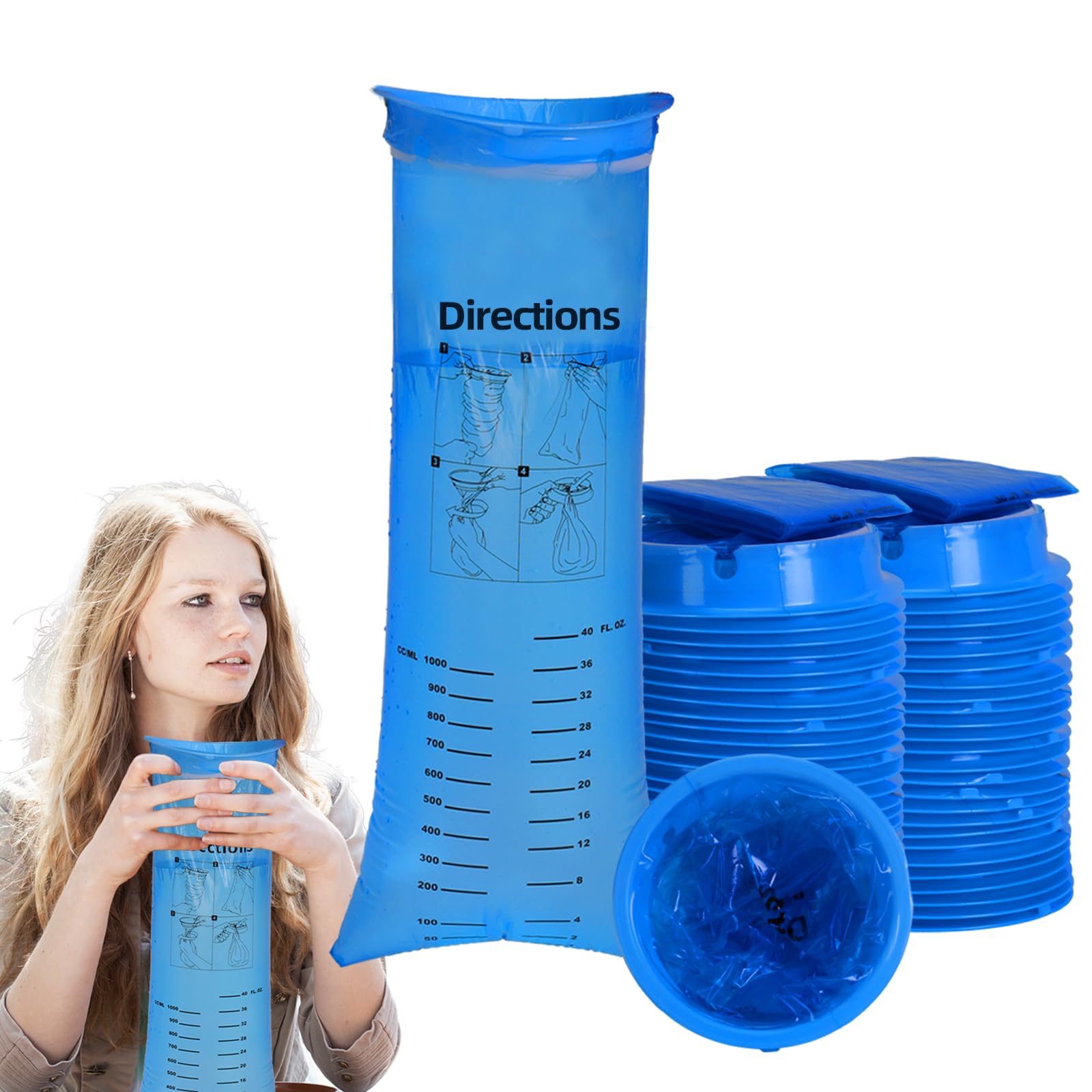 Jointown Vomit Bags Disposable, 50 Pack Emesis Bags Disposable Barf Bags Throw Up Bags, Nausea for Travel Motion Sickness, Vomit Bags for Car, Aircraft, Kids, 1000ml