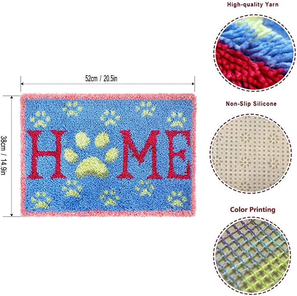 MeetBSelf 3D Latch Hook Kits Rug,with Printed Canvas,Christmas Decor Carpet Embroidery Tapestry Cross Stitch Kit DIY Handmade Rug Cushion