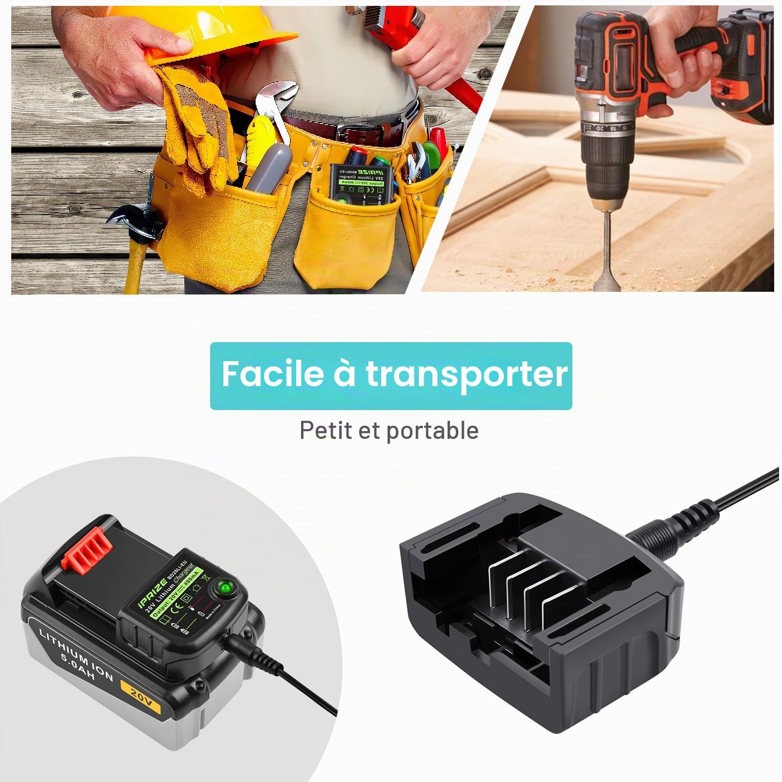 Chargeur Lithium 18 V / 20 V Compatible pour Black&Decker Batterie BL2018 BL2018-XJ LBXR20 LBXR20-OPE LB20 LBX20 LBX4020 BL1514 BL1518 LBXR16 LB2X4020
