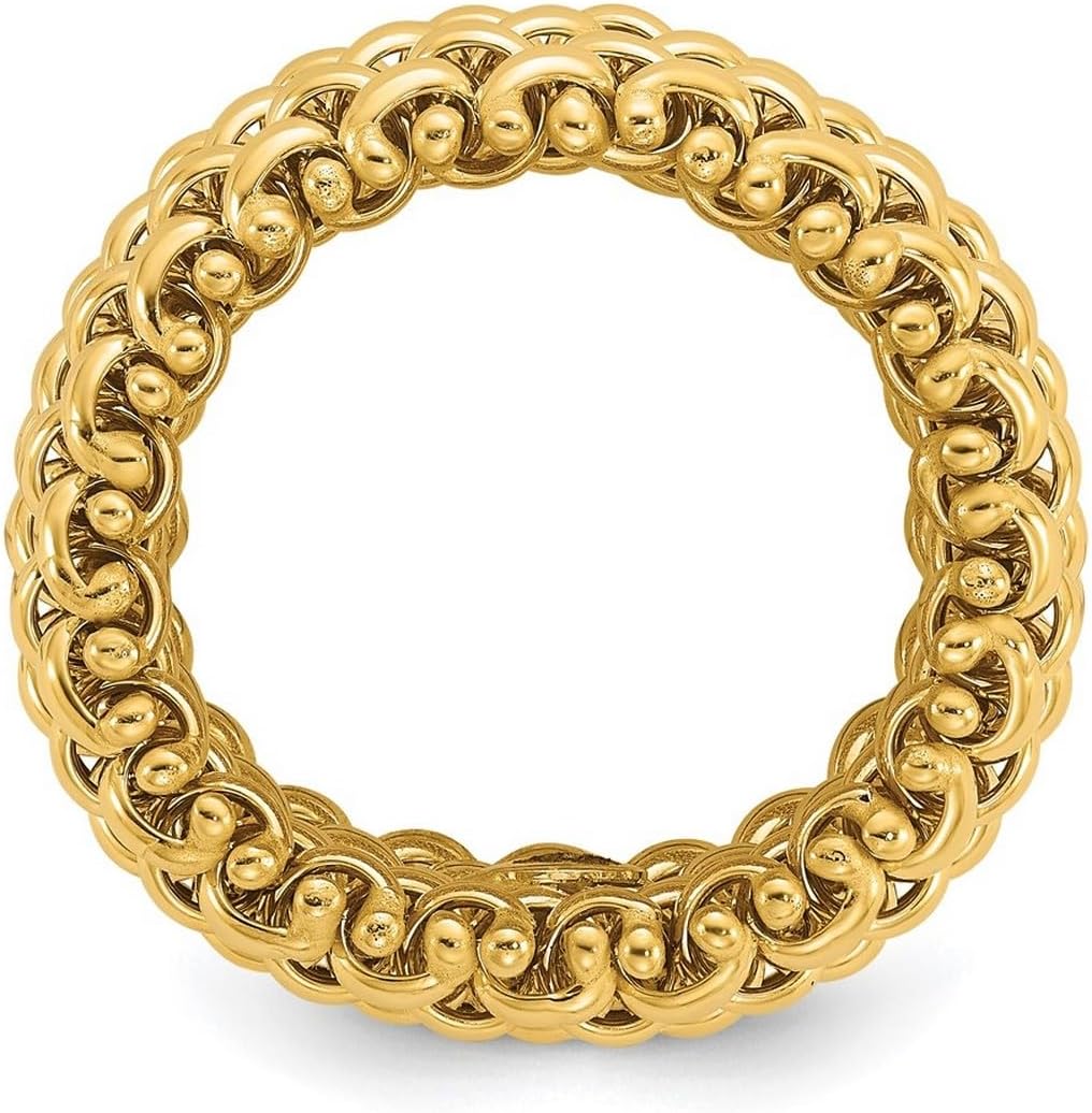 JewelryWeb 14k Solid Yellow Gold Mesh Ring Size 7.50 9.5mm Wide Ring for Women - Image 3