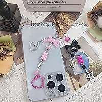 Vista 3 de 1-4 dijes lindos para teléfono, correa estética Y2K, dijes para celular rosa, fresa, mariposa, estrella, Y2K, accesorios para llavero de bolso