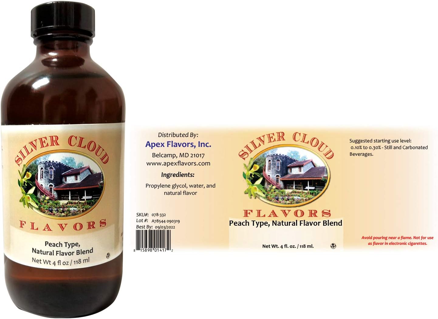 Peach Type, Natural Flavor Blend - 4 fl. oz. glass bottle