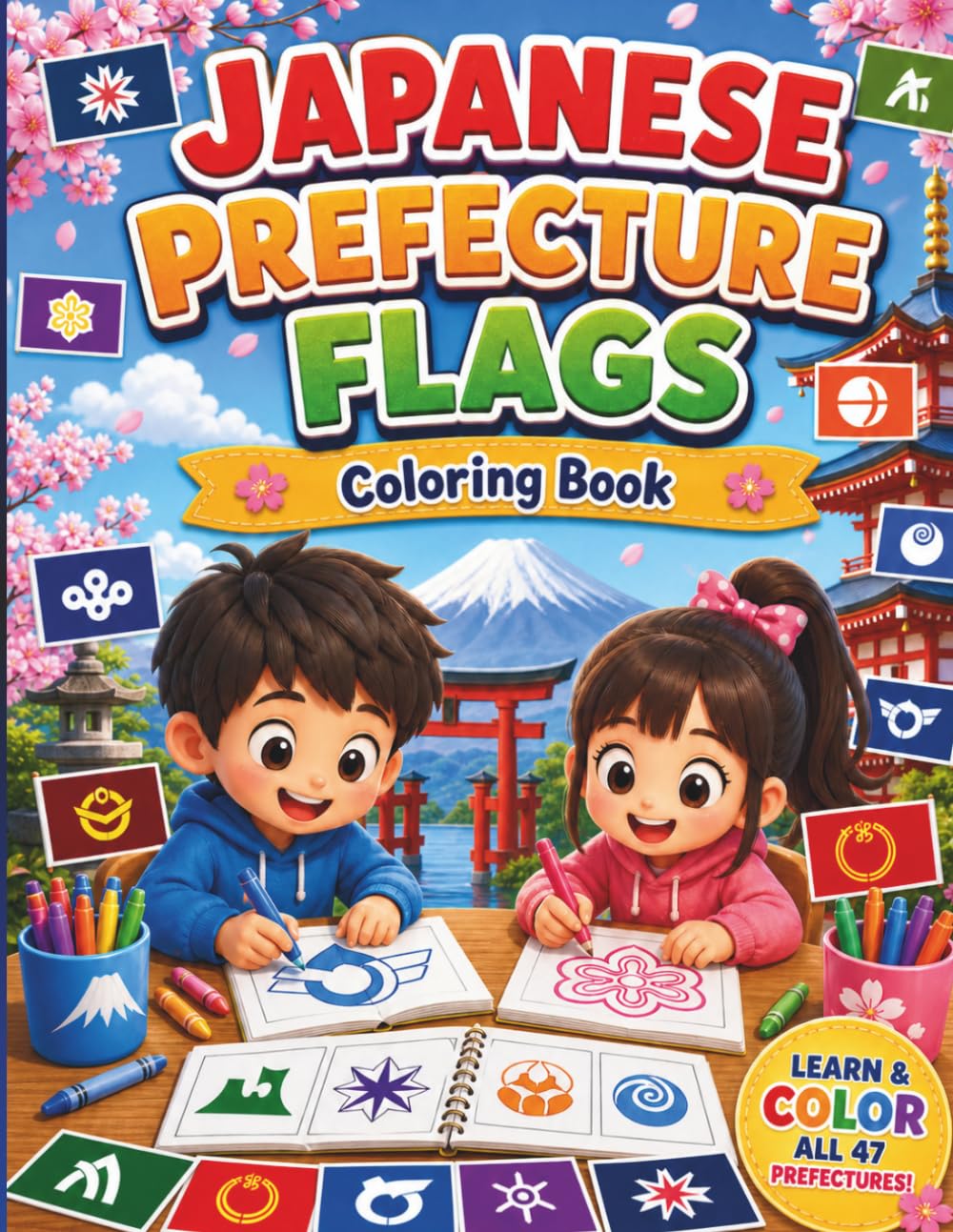 Japanese Prefecture Flags Coloring Book: 47 Official Flags of Japan's Administrative Regions: Detailed Coloring Pages with ISO Codes and Capitals