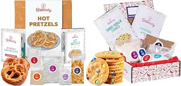 Baketivity Jumbo Yum&m Cookies & Pretzel Baking Kit Bundle DIY Kids Baking Set with Pre-Measured Kosher Ingredients, Illustrated Recipes & Video Guides Fun Cooking Activity for Ages 6-12+
