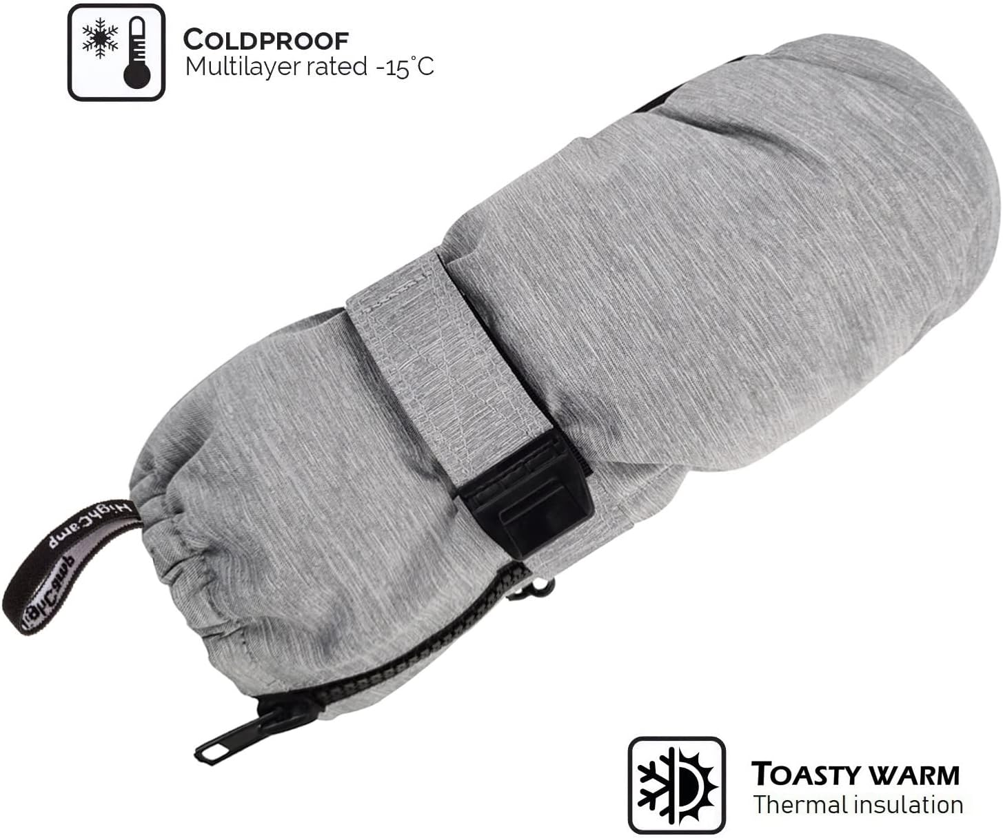 HIGHCAMP Kids Long Cuff Winter Snow Ski Mitten with Zipper Waterproof Gloves for Toddler Boys Girls - Image 2