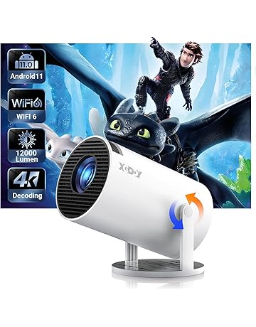 [2025 Upgraded &amp; Android 11.0] Mini Projector Native 720P HD, Supports 4K 1080P, XGODY Gimbal 3 Portable Projector 12000 Lumen, WiFi 6, Bluetooth, Auto Keystone, Video Projector for Home Cinema