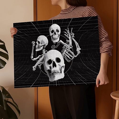 Miniatura 7 de JDBeehpy Cyberpunk - Póster de cuadrícula de esqueleto sin marco, pintura visual genial y futurista, decoración de Halloween, 16 x 24 pulgadas (15.7