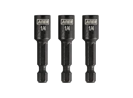 ARES 27012-3-Piece 1/4-Inch Magnetic Impact Nut Driver Bit Set - 1 3/4-Inch Length - Impact Grade Nut Setters with Industrial Strength Magnets