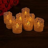 Vista 6 de Envolturas para velas, 50 unidades, portavelas de té, envolturas decorativas para velas sin llama en bodas, festivales, vacaciones, fiesta de Blanco