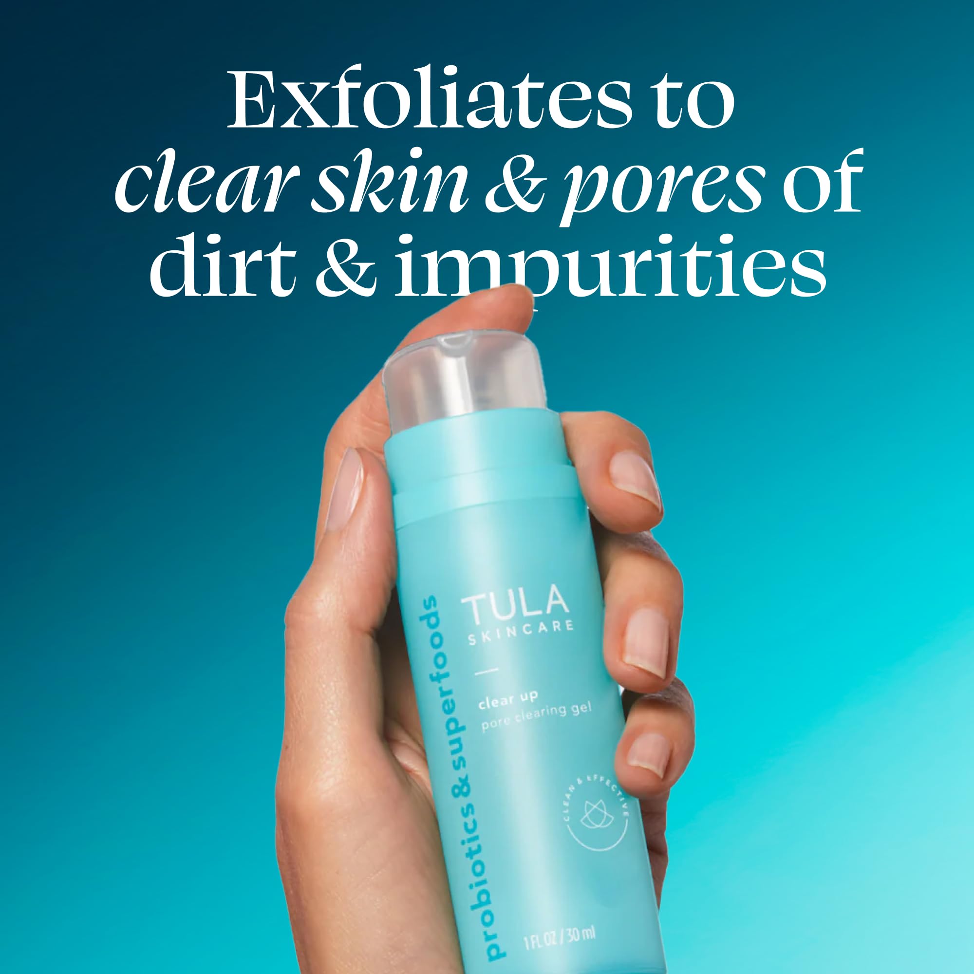 TULA Skin Care Clear Up - Pore Clearing Gel, Facial Serum, Salicylic and Azelaic Acid, Niacinamide, Clears Skin, Exfoliates, Improves Skin Smoothness, Refines the Look of Pores, 1 fl oz.