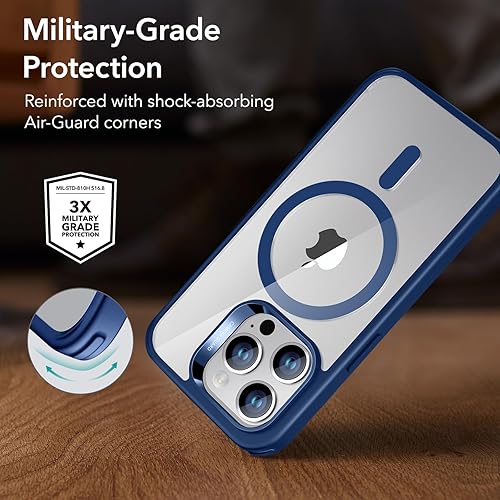 Vista 22 de ESR Funda para iPhone 15 Pro Max, compatible con MagSafe, de grado militar, negro transparente