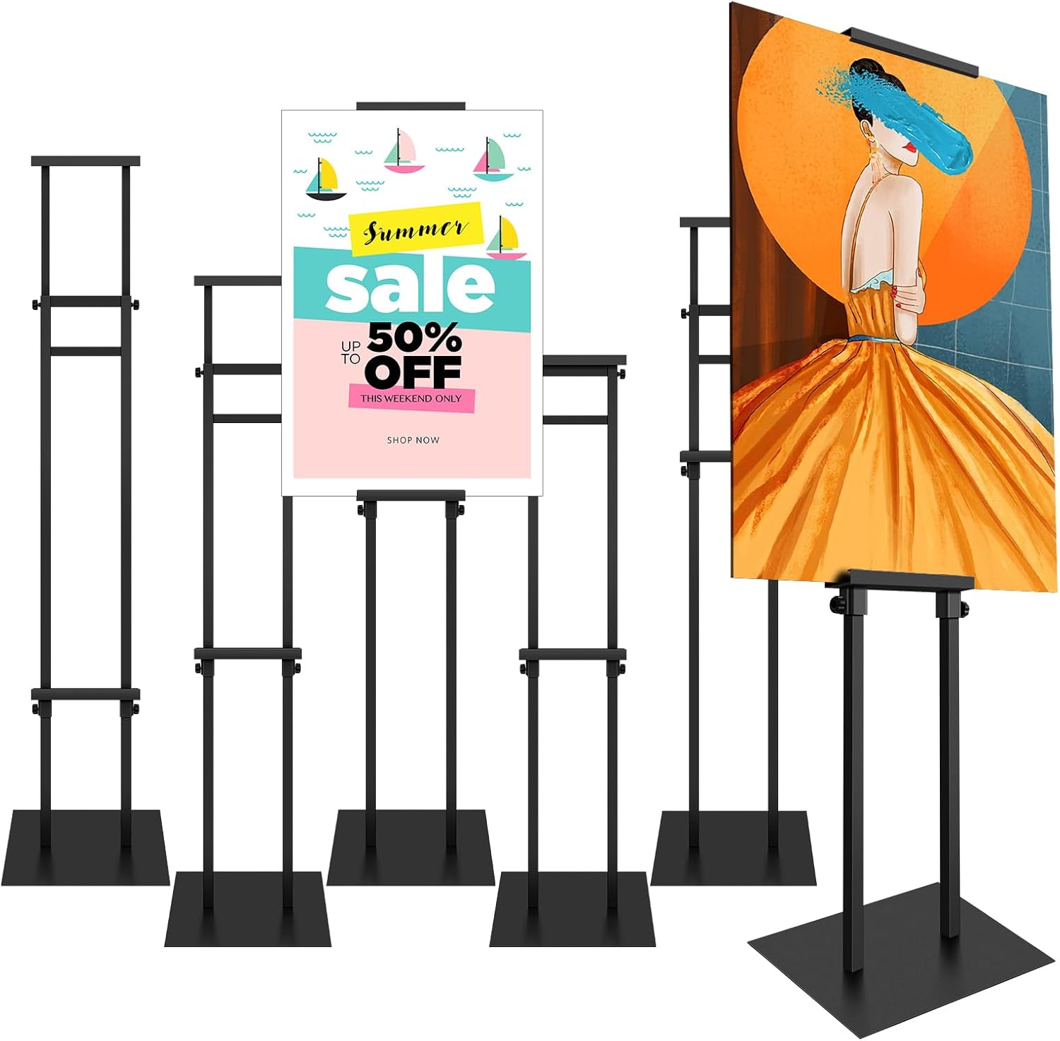 6 Pcs Poster Stand With Non Slip Mat Base Sign Stand Adjustable Height Up To 75 Inch