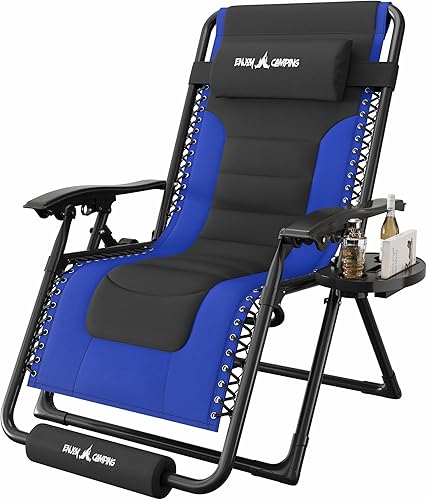 Miniatura 11 de Amopatio Silla de gravedad cero con portavasos para patio al aire libre con reposapiés y reposacabezas para interiores y exteriores, soporta 400