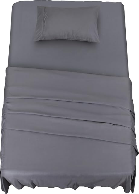 Utopia Bedding 3 Piece Bed Sheet Set  1 Fitted & Flat Sheet with 1 Pillowcase  Wrinkle, Shrinkage and Fade Resistant  Soft Brushed Microfiber Fabric (Single, Grey)