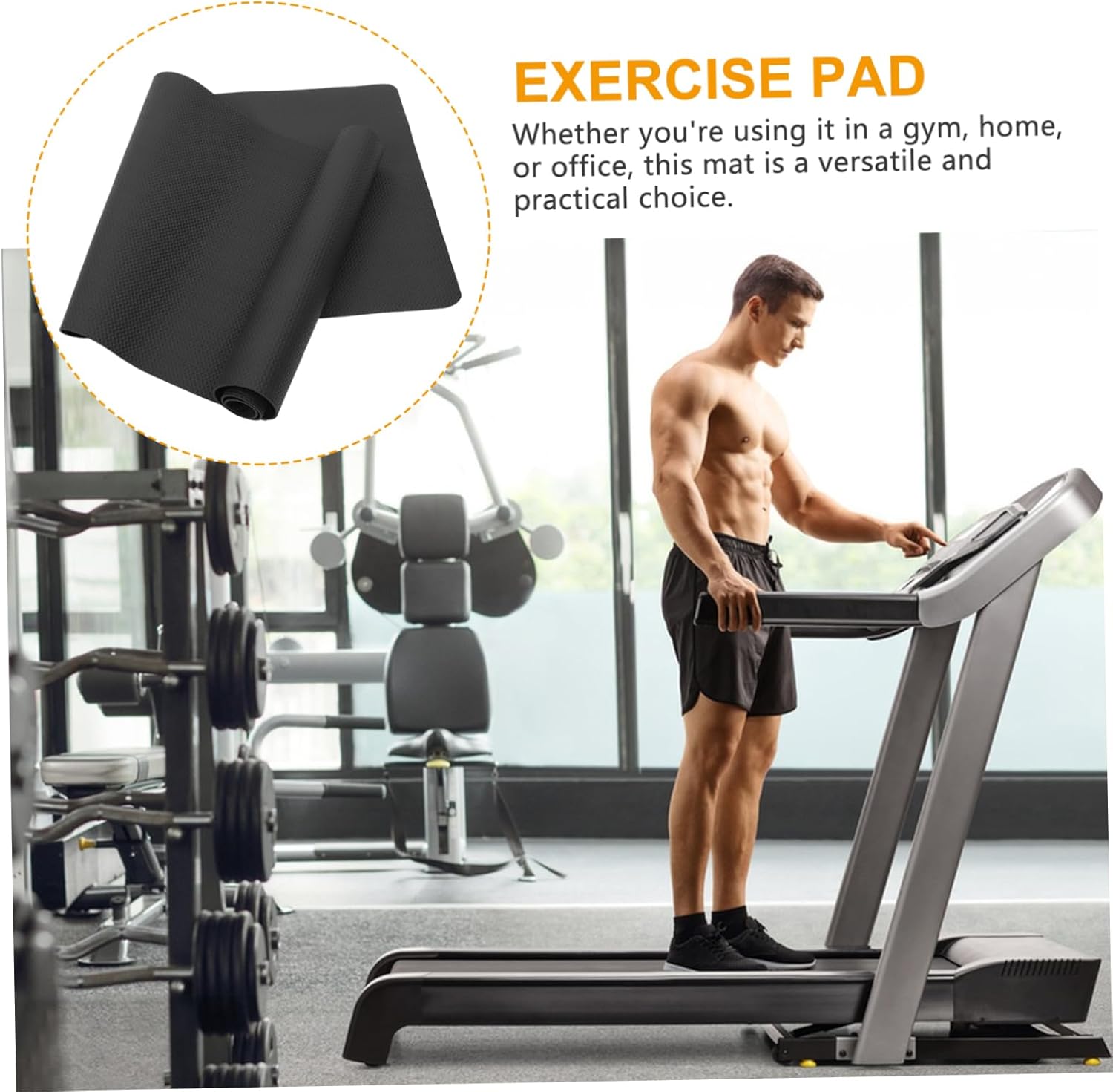 GANAZONO Heavy Duty Treadmill Pad Mat Exercise Equipment Mat Small Rubber Floor Protector for Home Fitness