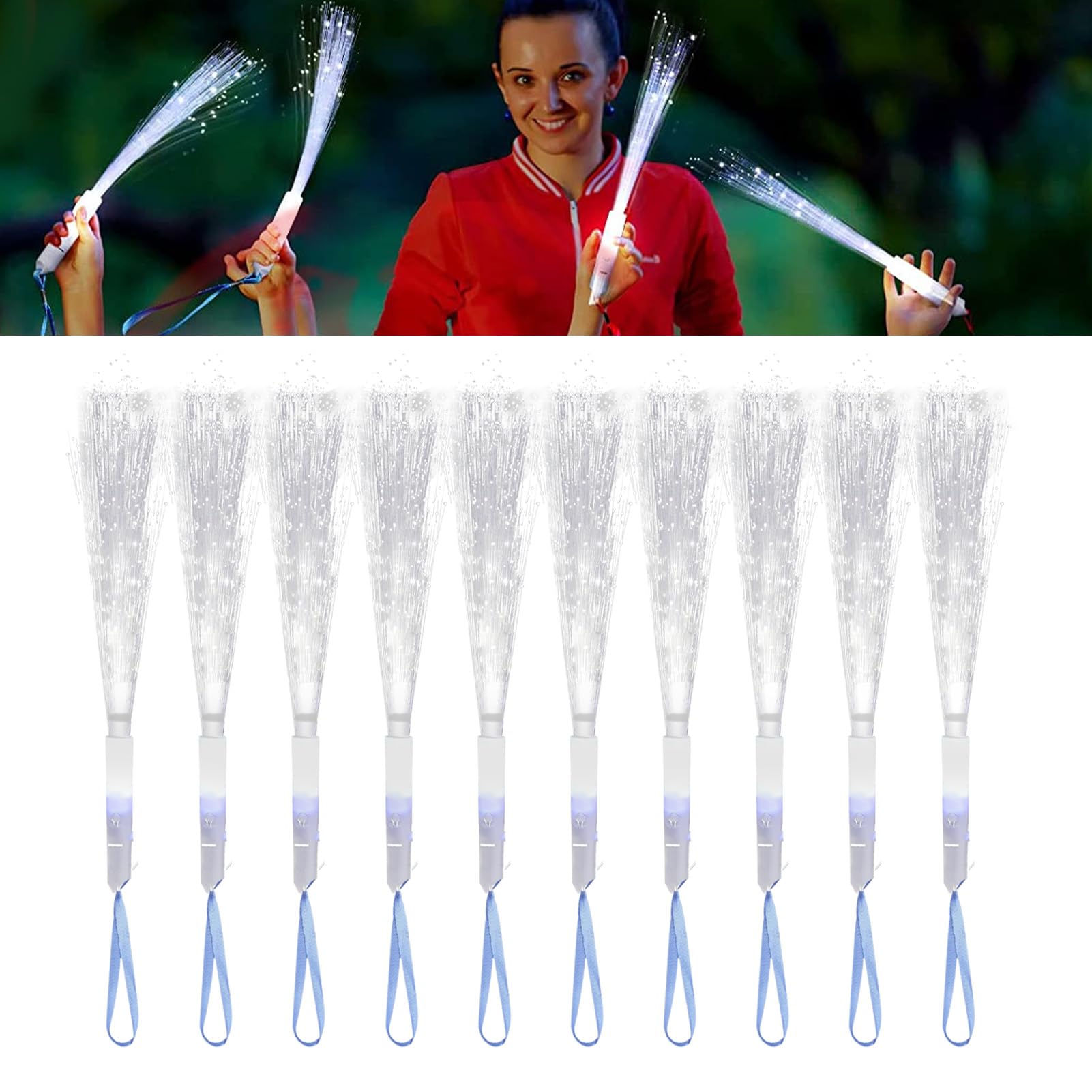 Ejoyous Bacchetta Lampeggiante in Fibra Ottica LED Stick 120 Pezzi 7 Colori