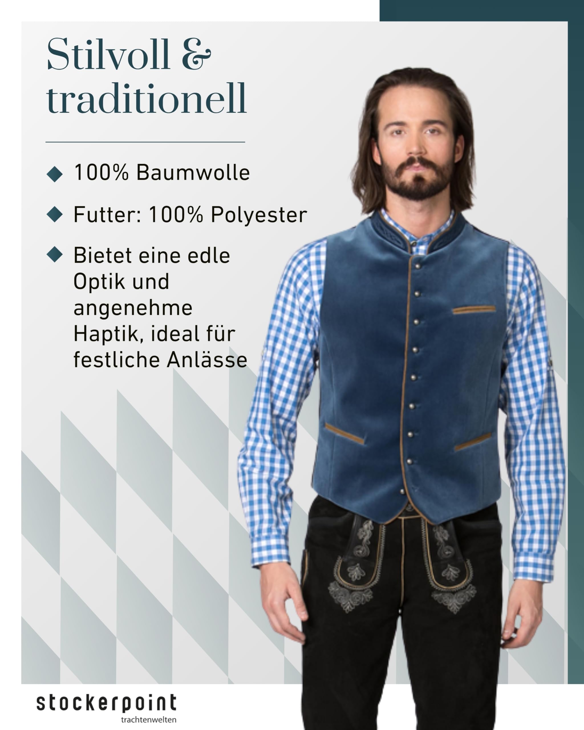 Stockerpoint Herren Trachtenweste Ricardo – Bild 2