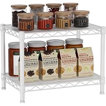 Golpart Small 2 Tier Shelves Storage Wire Shelving Unit Metal Shelf Adjustable Organizers Storage Shelving for Bathroom Laundry Room Kitchen Pantry12 D x 18 W x 12.2 H White