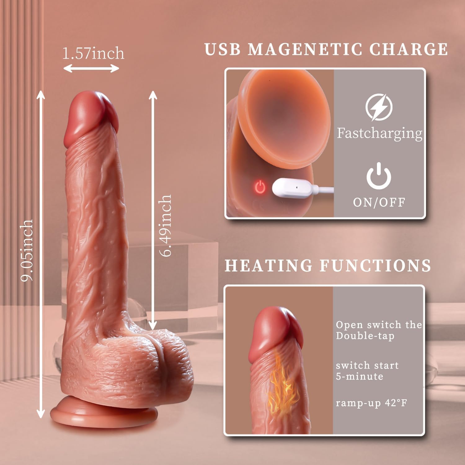 Realistic Dildo Vibrator Sex Toys for Women Thrusting Dildos with Suction Cup 9 Vibrations & 3 Thrusting Modes, Heating Modes Swing Penis with Remote Control Female Couple Adult Toys & Games for Women