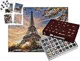puzzleYOU: Puzzle-Adventskalender | „Eiffelturm mit Frühlingsbaum, Paris, Frankreich“ – aus der Puzzle-Kollektion Paris Adventskalender | Puzzle 1000 Teile