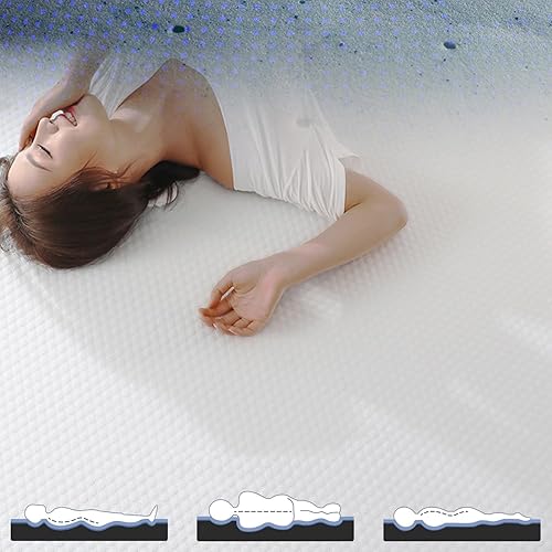 Miniatura 7 de Cubrecolchón de espuma viscoelástica de gel, cubrecolchón de enfriamiento blanco tamaño Queen, protector de colchón de enfriamiento ajustable,