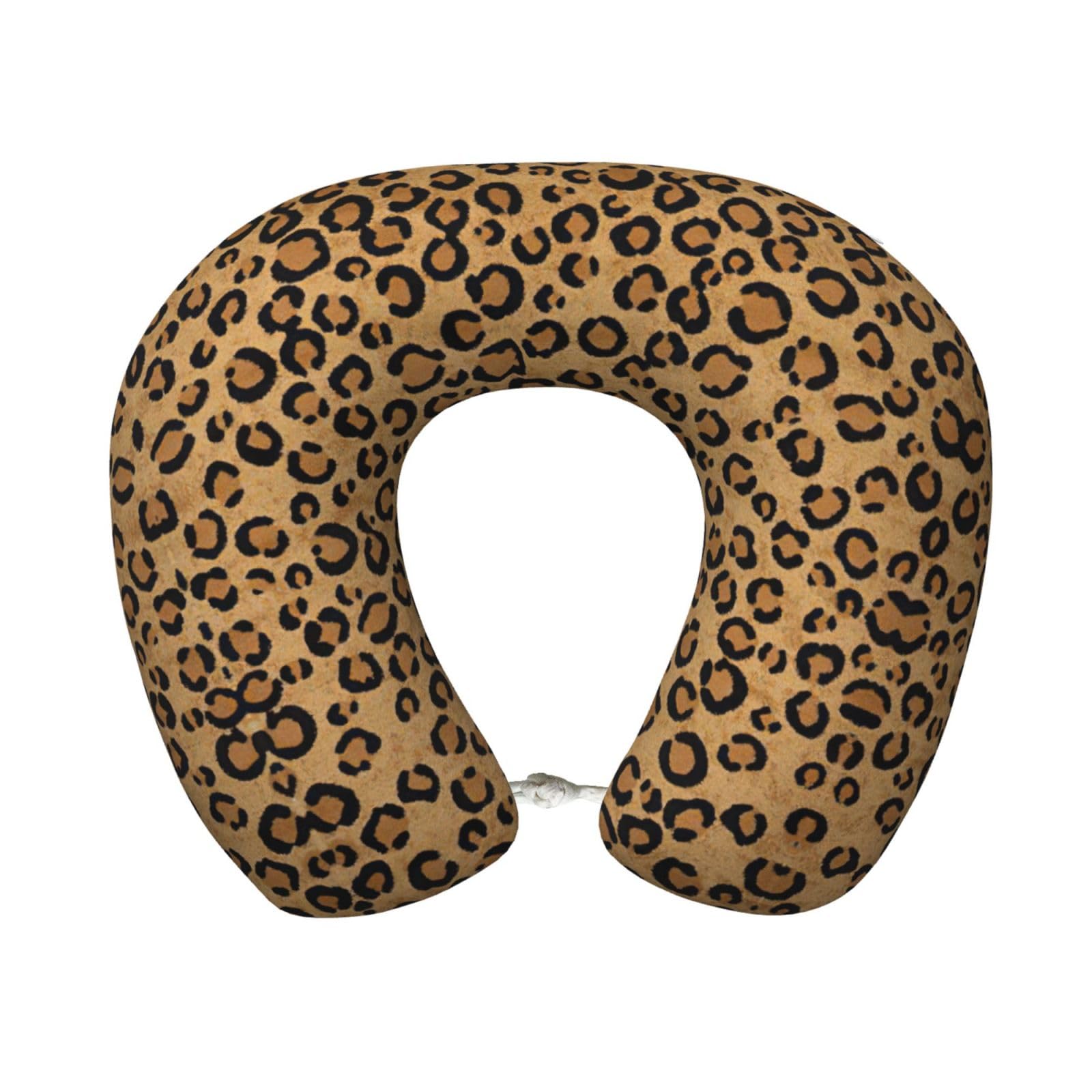 ASFgda U-Shape Memory Foam Wild Leopard Animal Print Travel Pillow,Neck Support,Washable Cover For Airplane Car Home Office